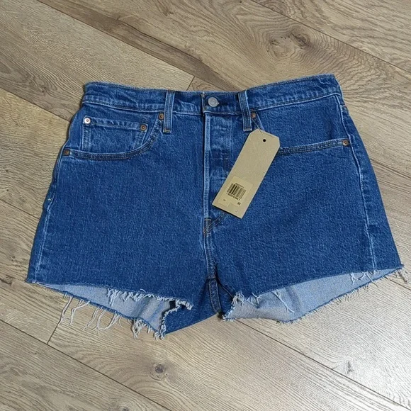 New Levi’s 501 Hand Distressed High Rise Cutoff Denim Shorts Men's size 30 - Picture 2 of 8